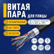 Кабель NEOMAX [NM21031] F/UTP cat.5e 4 пары (305 м) 0.48 мм (24 AWG) Медь, внешний, PE, черный;  Fluke Tested Товар под заказ