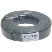 Кабель TWT телефонный плоский. 4 жилы. 28 AWG. бухта 100 метров. Серый (TWT-TEL4/100-GY)